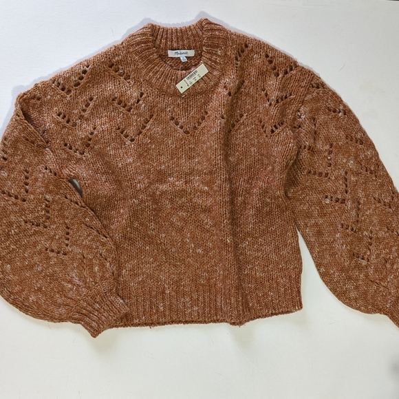 Madewell Pointelle Bubble Sleeve Pullover Sweater - Picture 2 of 8